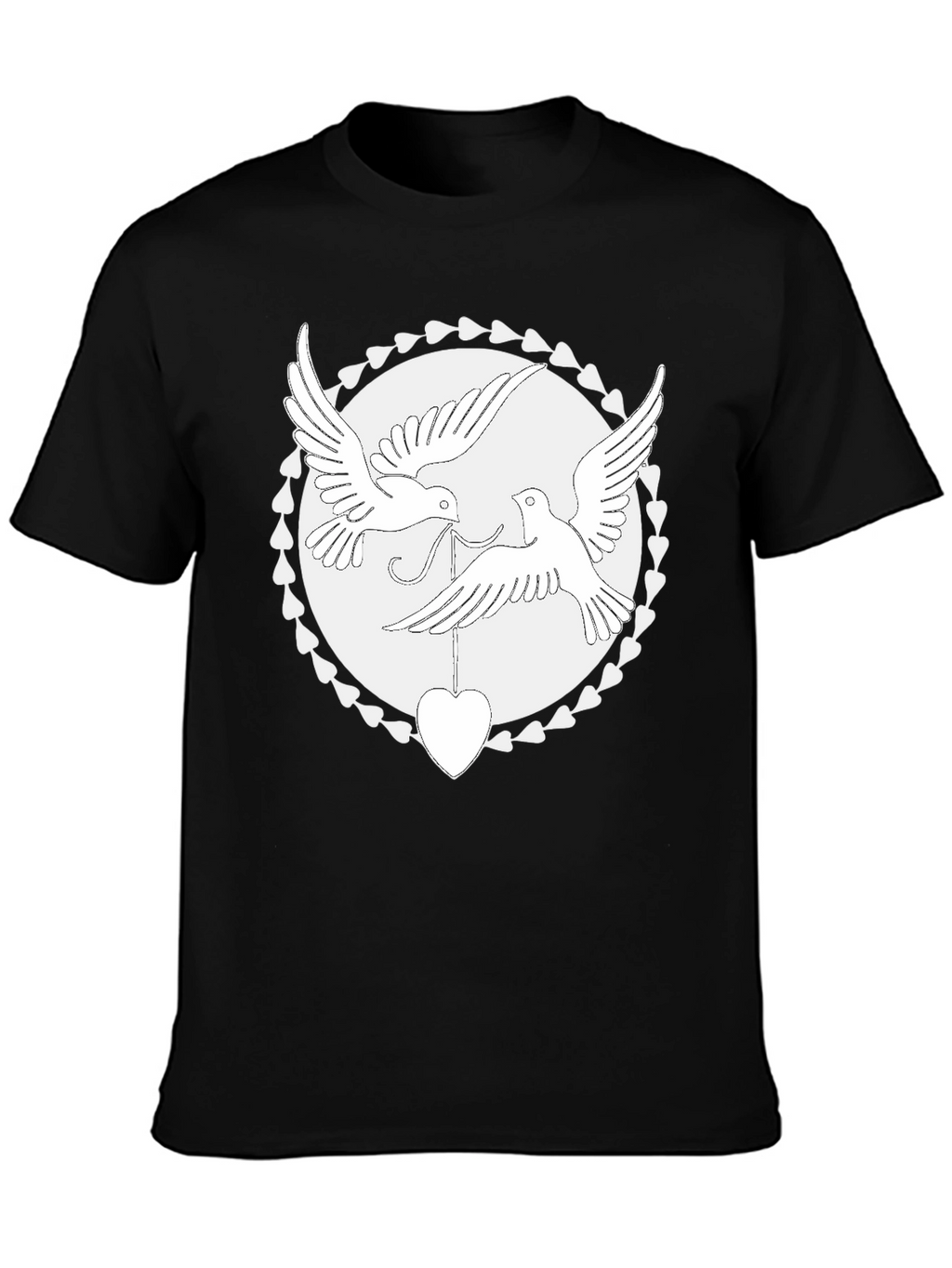 Love Birds Heart Graphic Tee - Black