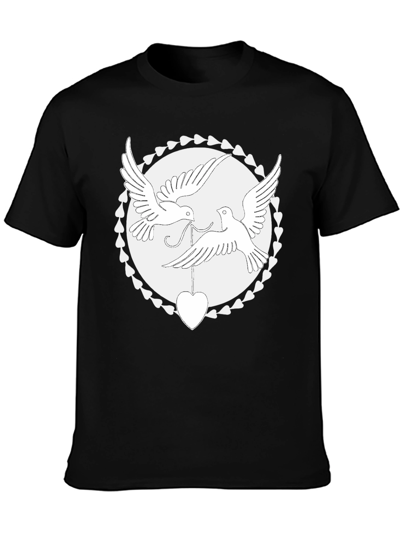 Love Birds Heart Graphic Tee - Black