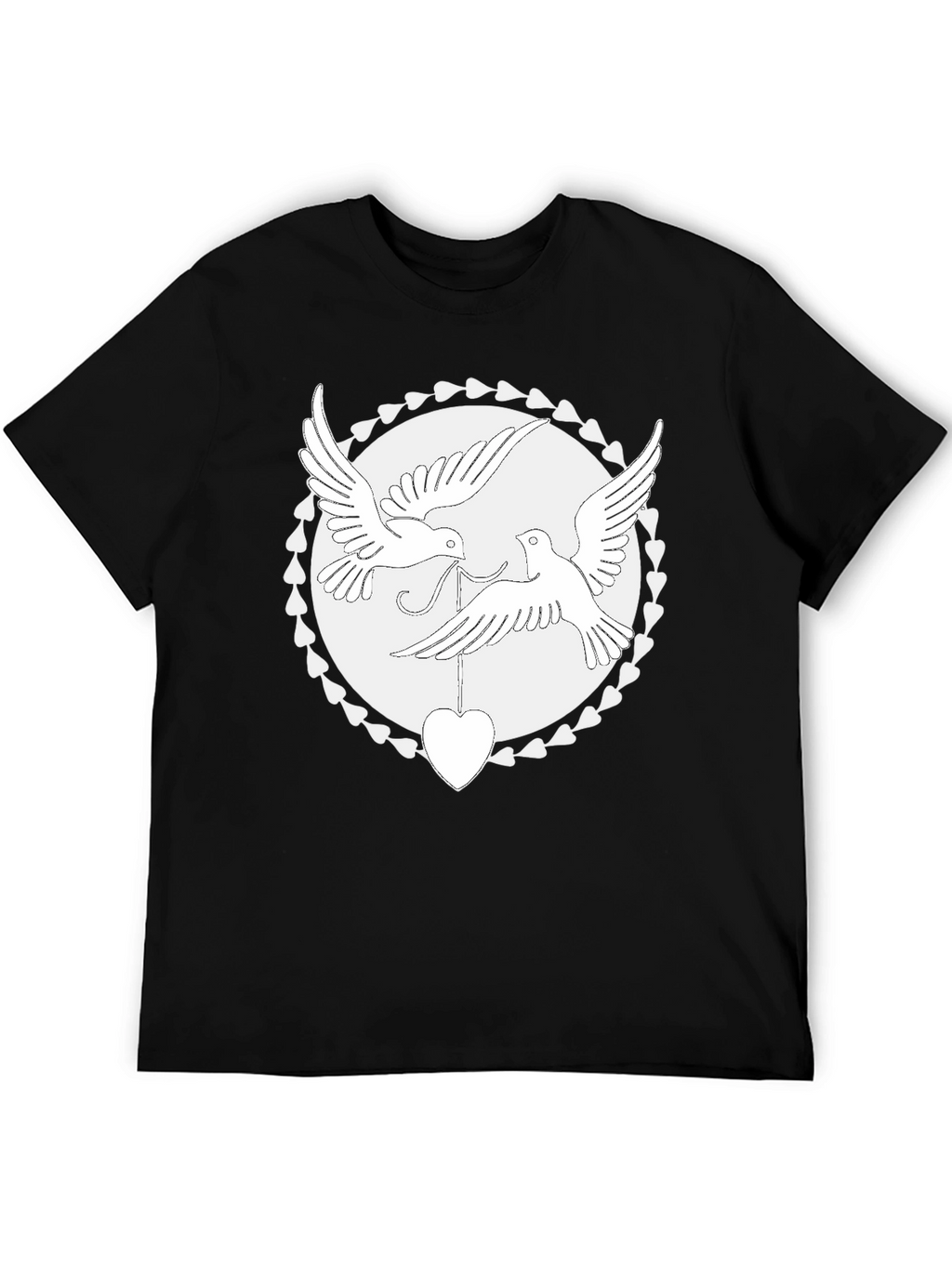 Love Birds Heart Graphic Tee - Black