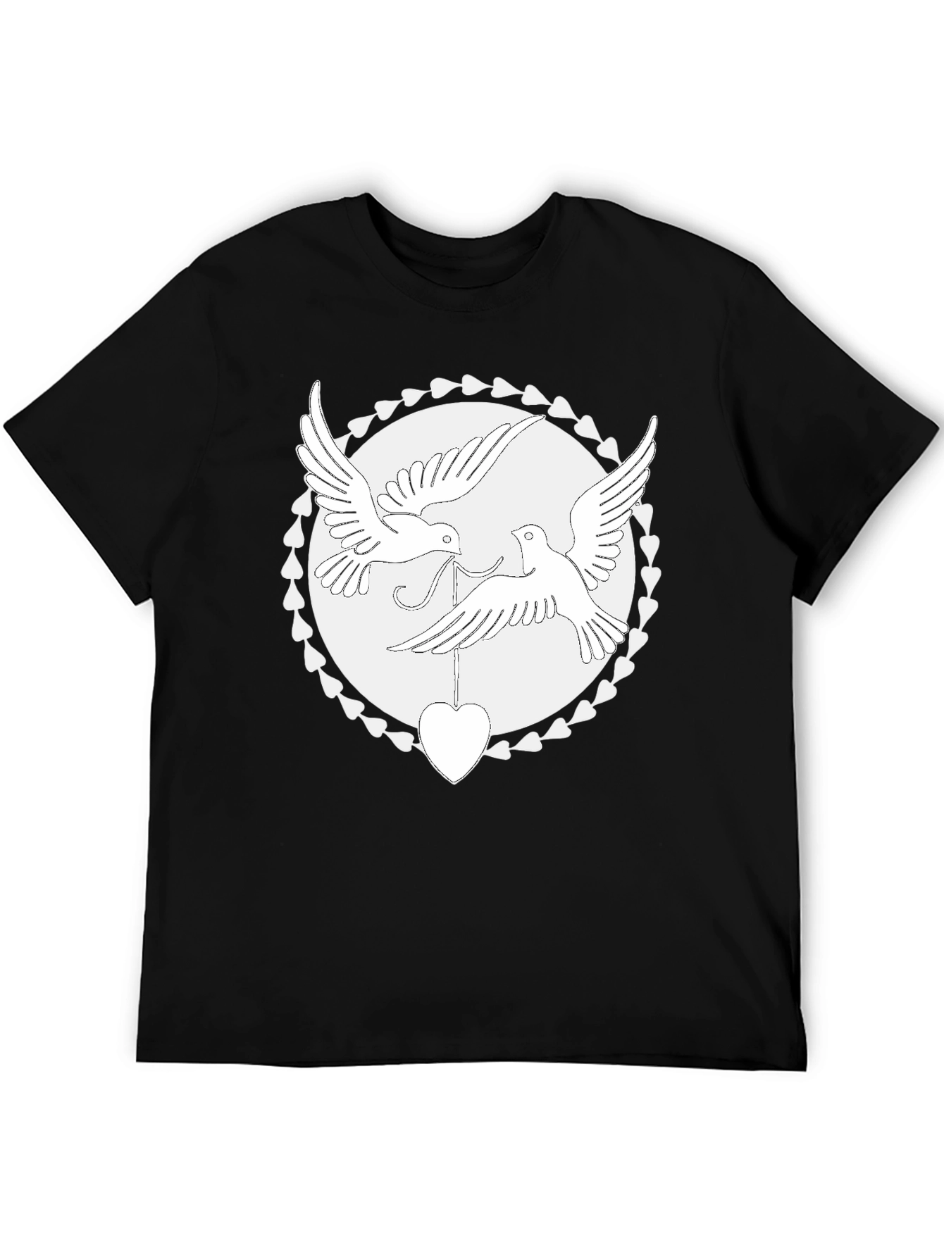 Love Birds Heart Graphic Tee - Black