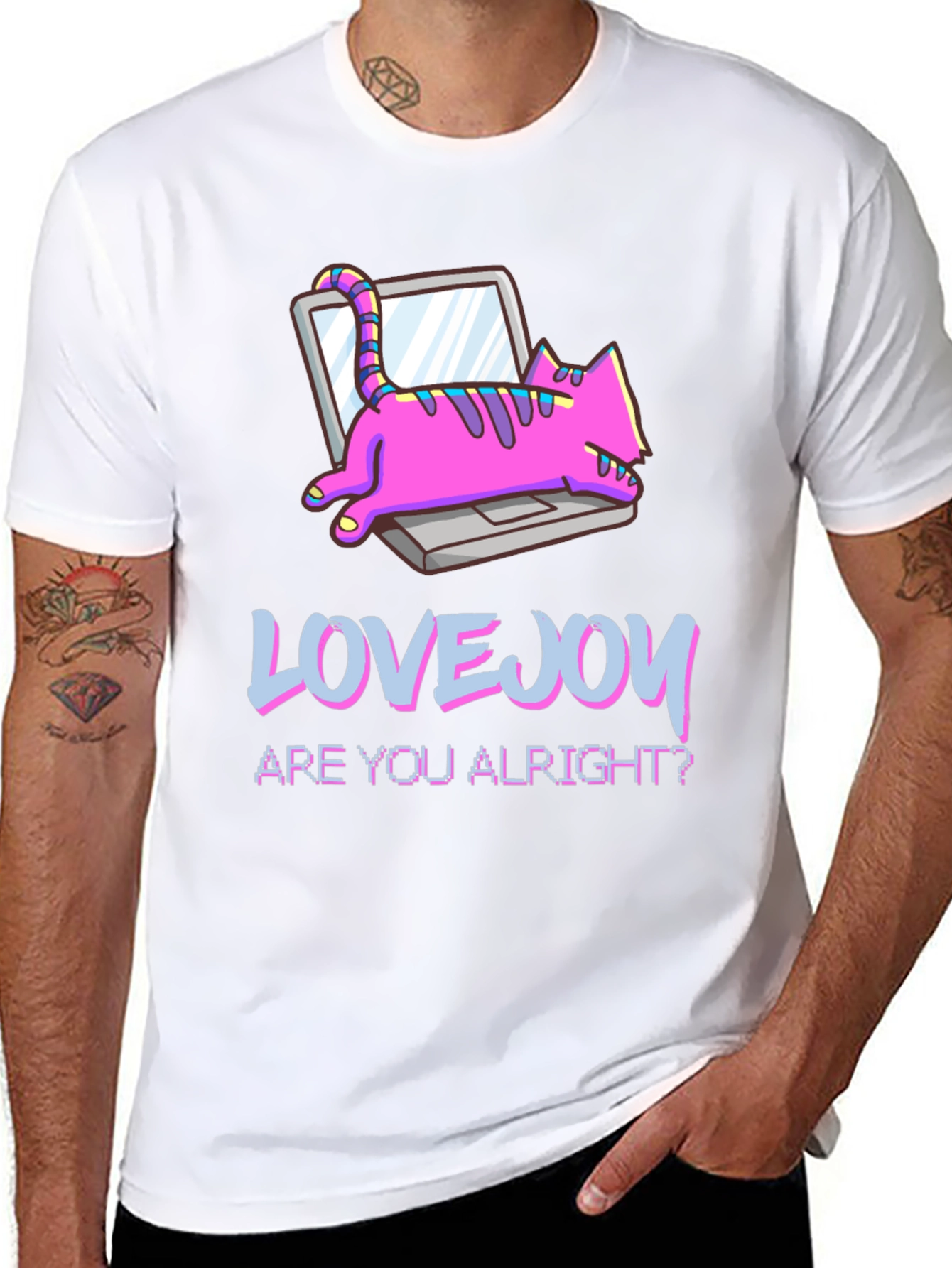 Lovejoy Cat Laptop Graphic Tee - Black