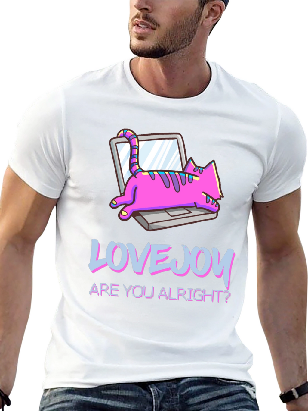 Lovejoy Cat Laptop Graphic Tee - Black