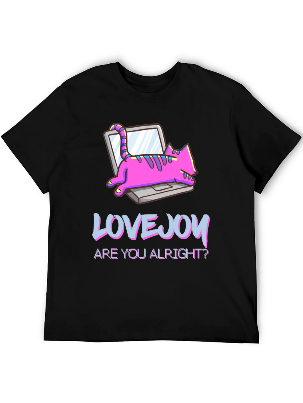 Lovejoy Cat Laptop Graphic Tee - Black