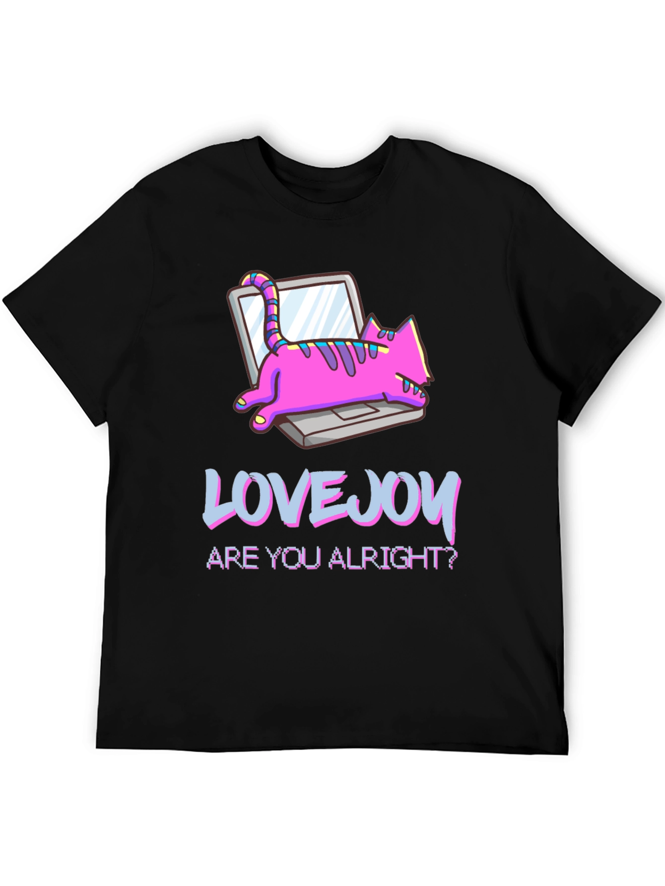 Lovejoy Cat Laptop Graphic Tee - Black