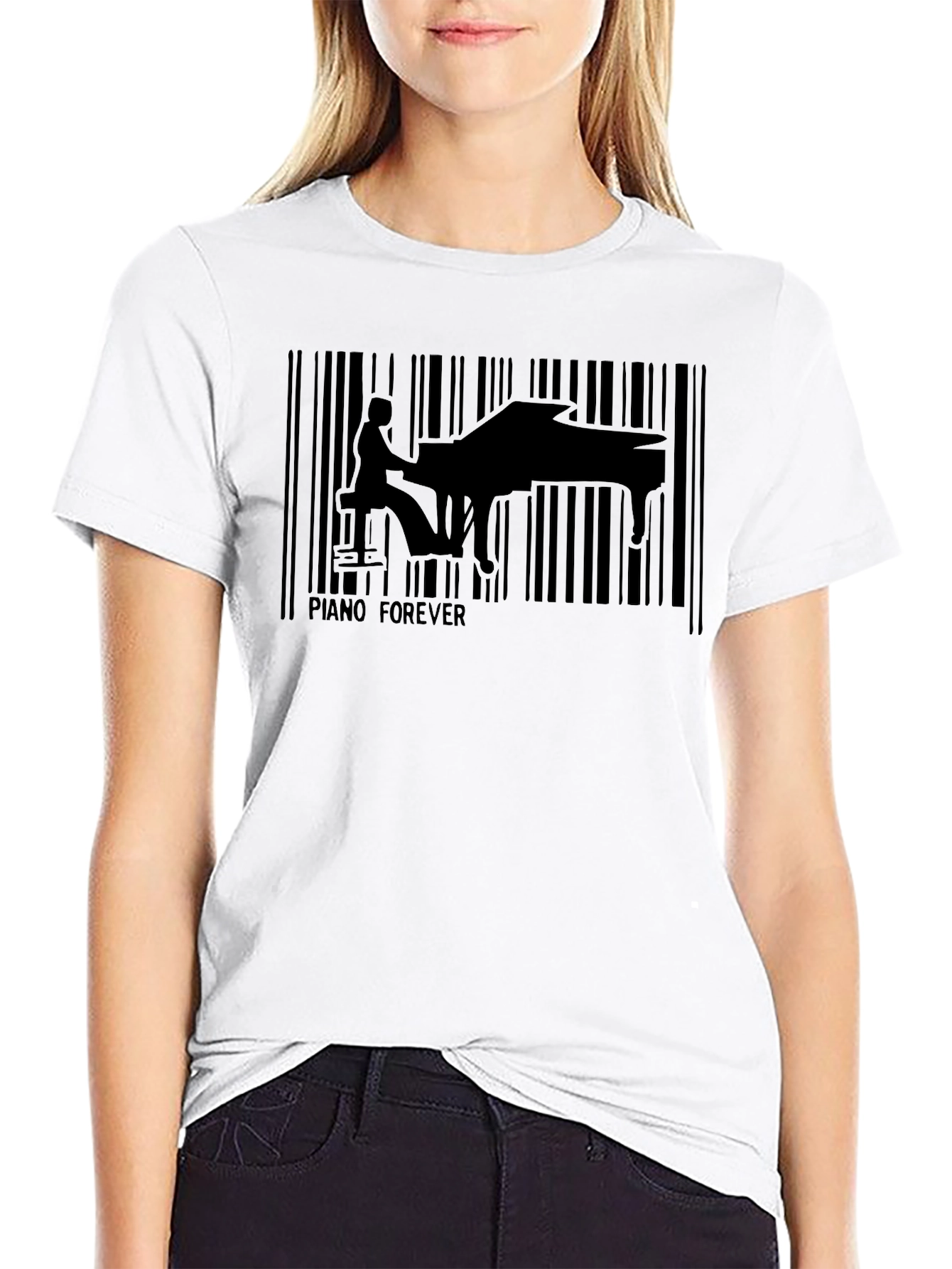 Piano Forever Black Barcode T-Shirt