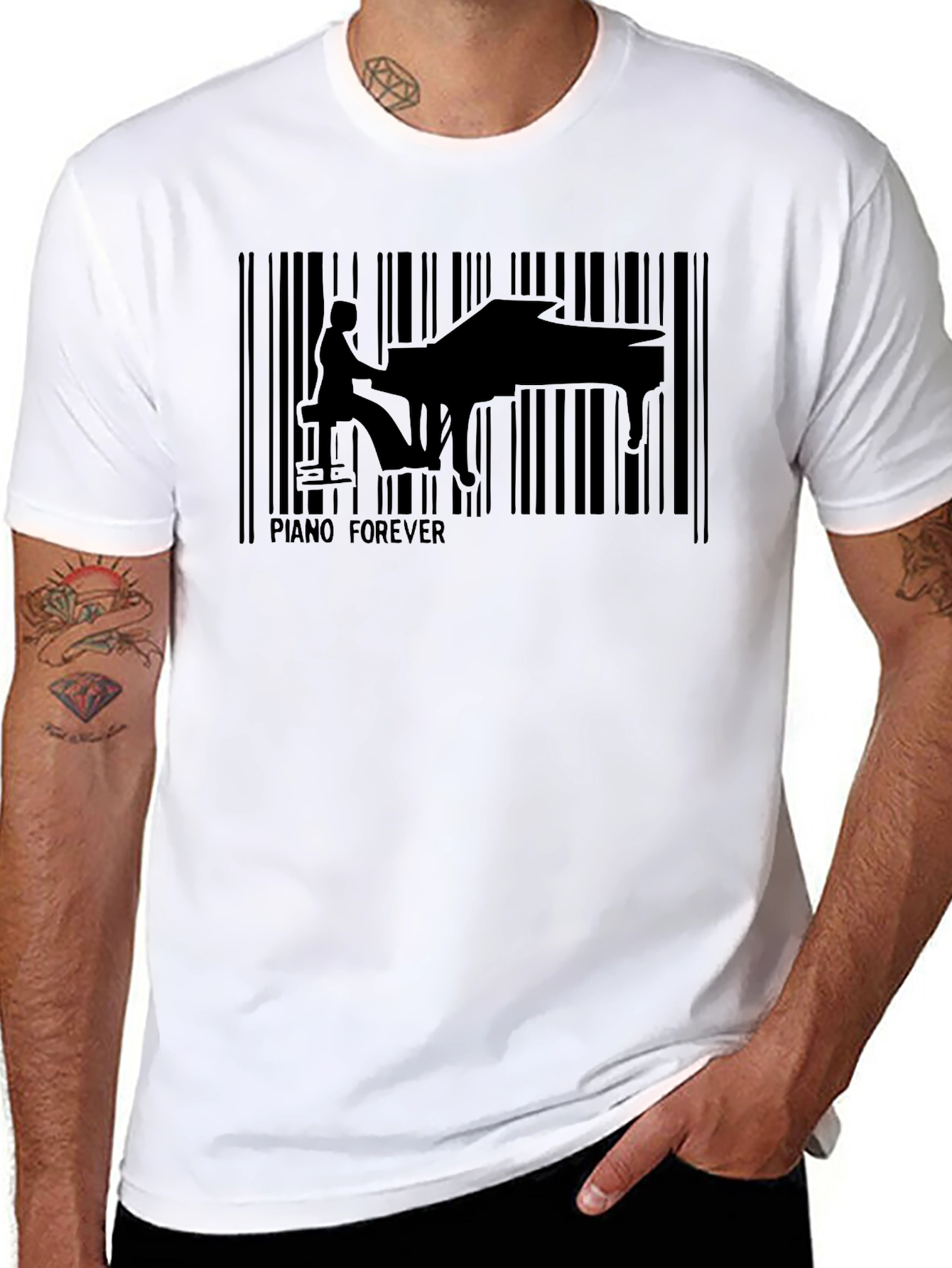 Piano Forever Black Barcode T-Shirt