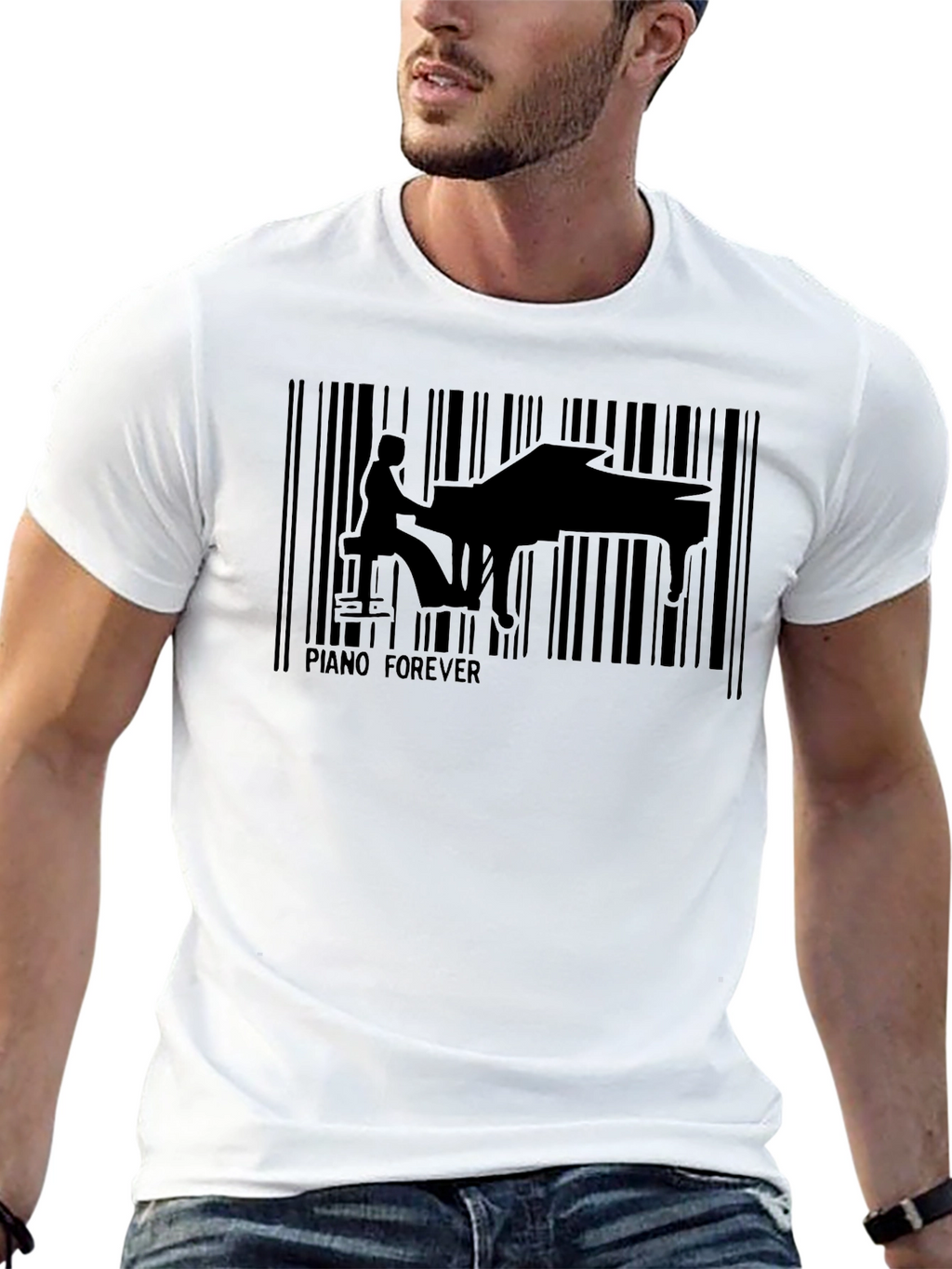 Piano Forever Black Barcode T-Shirt