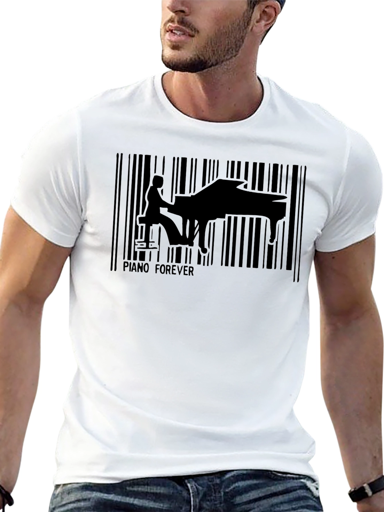 Piano Forever Black Barcode T-Shirt
