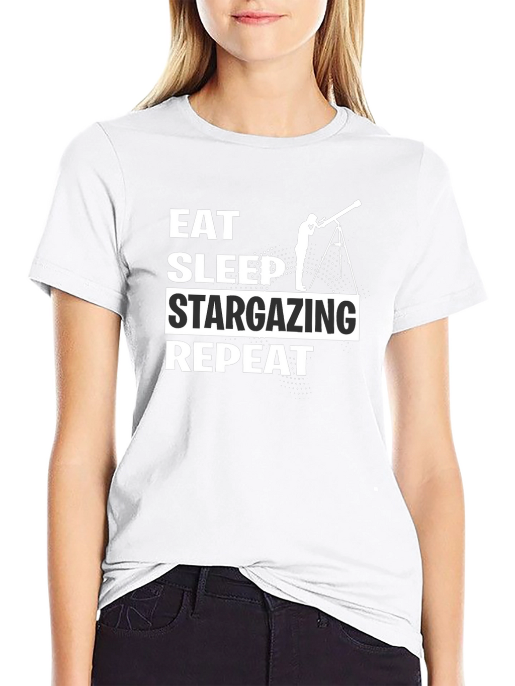 Eat Sleep Stargazing Repeat Black T-Shirt