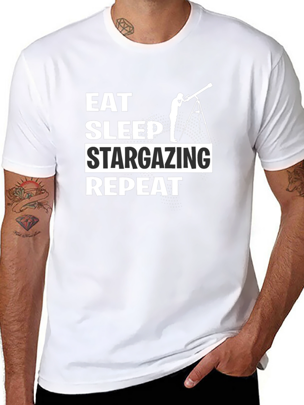 Eat Sleep Stargazing Repeat Black T-Shirt