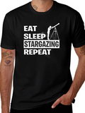 Eat Sleep Stargazing Repeat Black T-Shirt