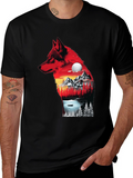 Wolf Landscape Graphic T-Shirt - Black