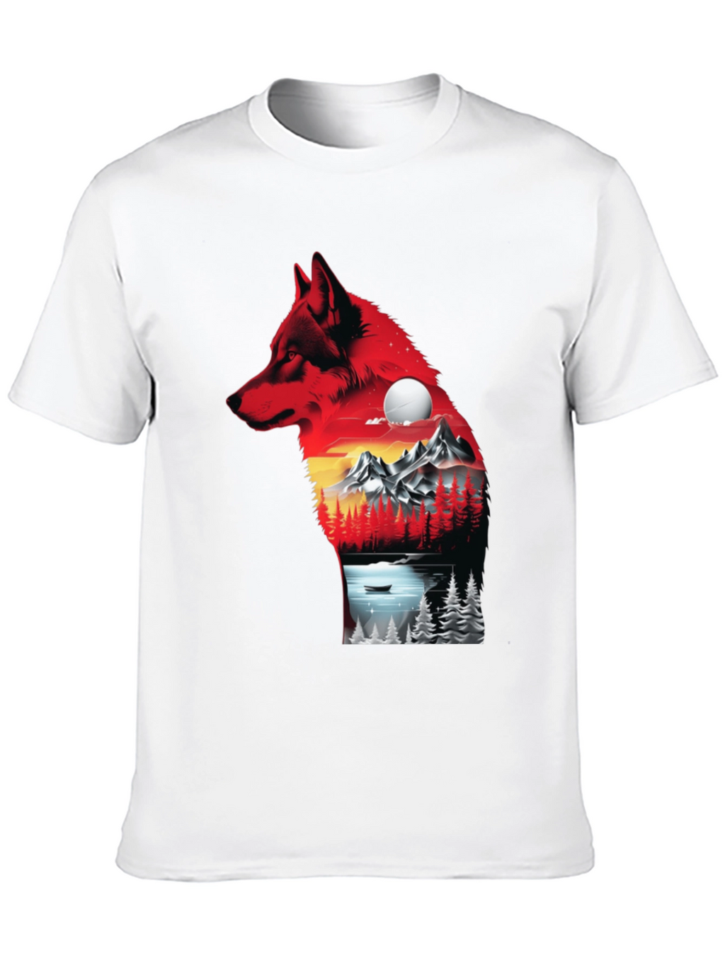 Wolf Landscape Graphic T-Shirt - Black