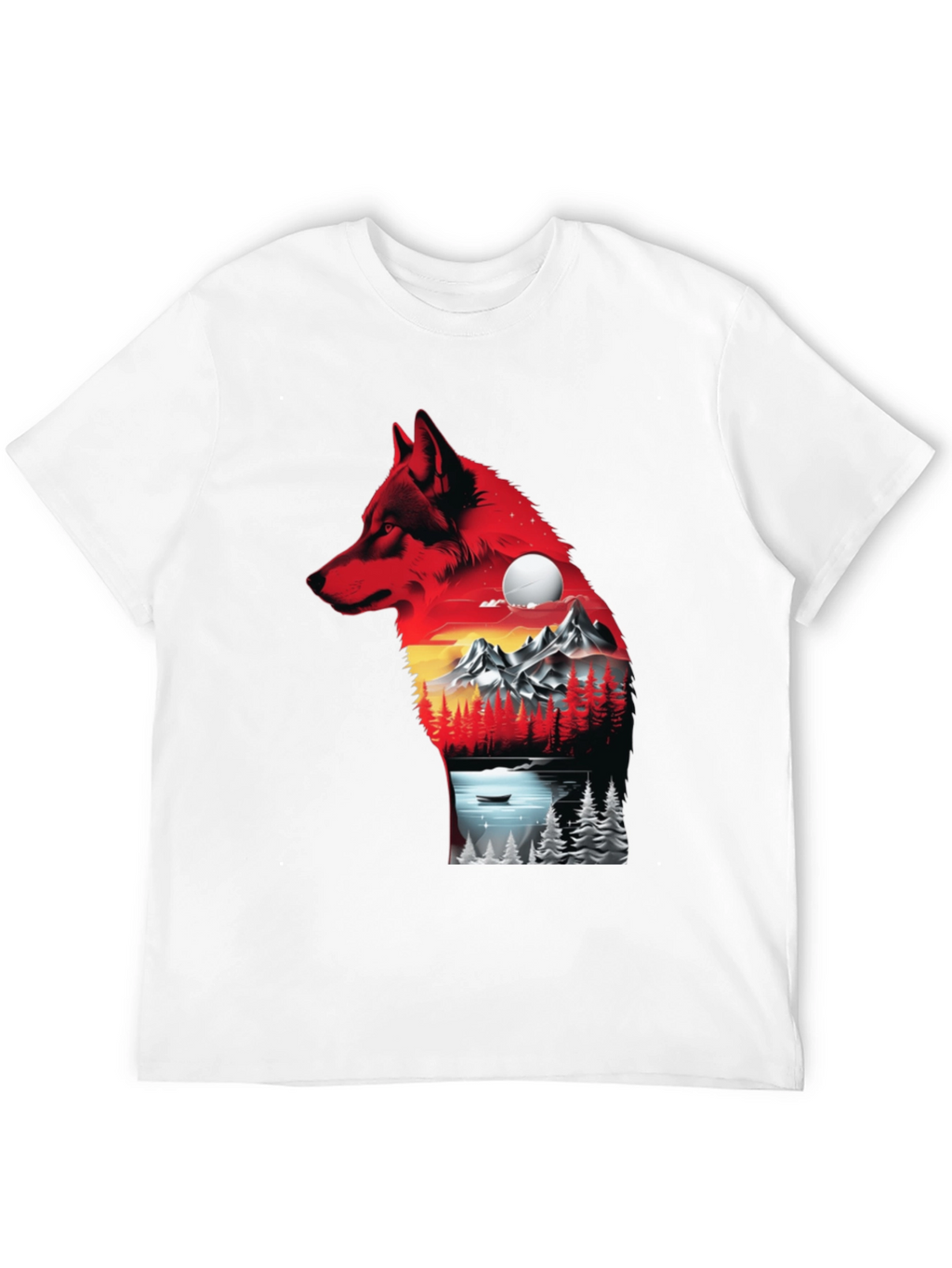 Wolf Landscape Graphic T-Shirt - Black
