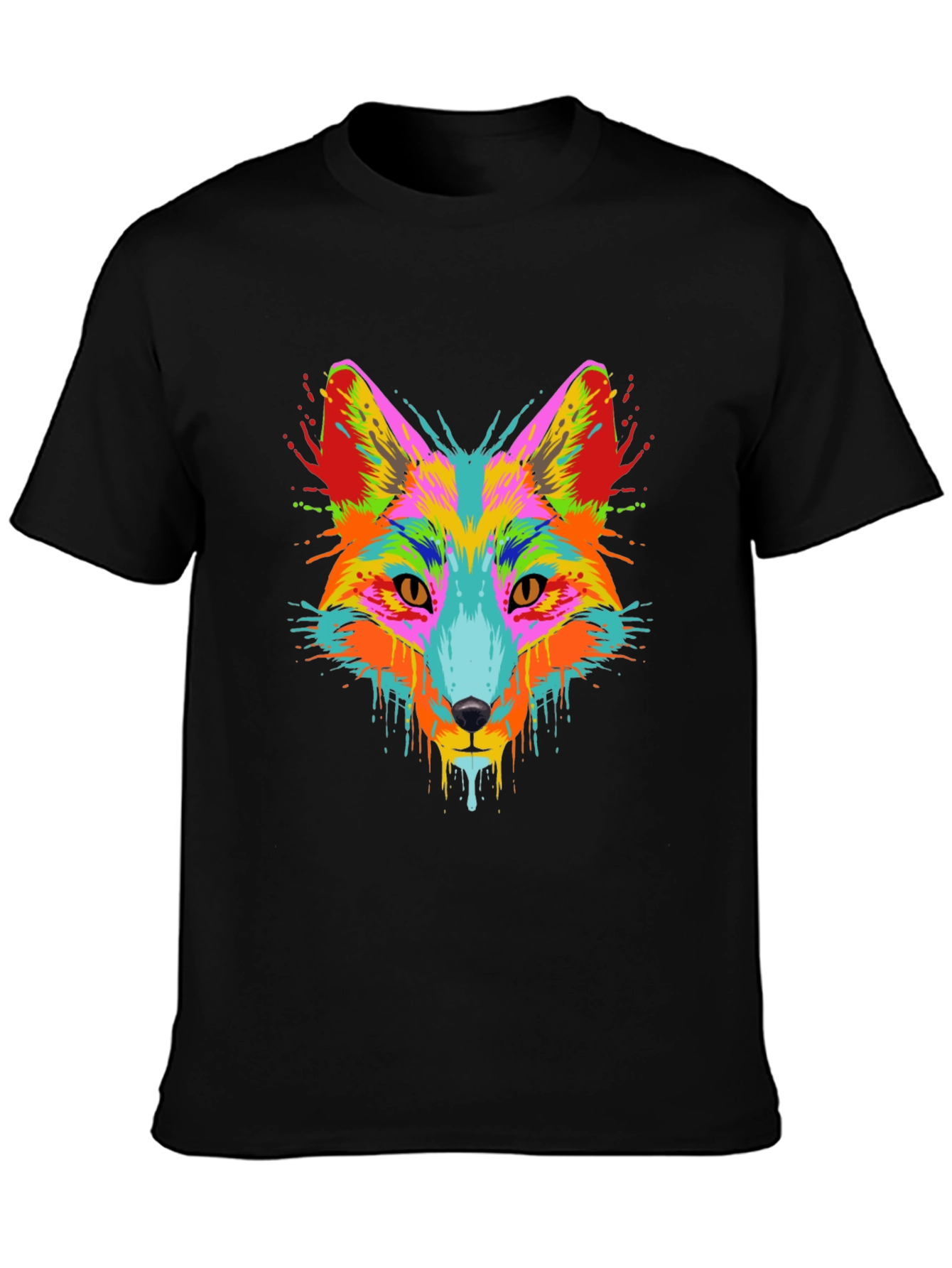 Vibrant Fox Graphic Tee - Mens Black T-Shirt