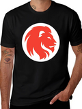 Lion Graphic Print Mens Black T-Shirt