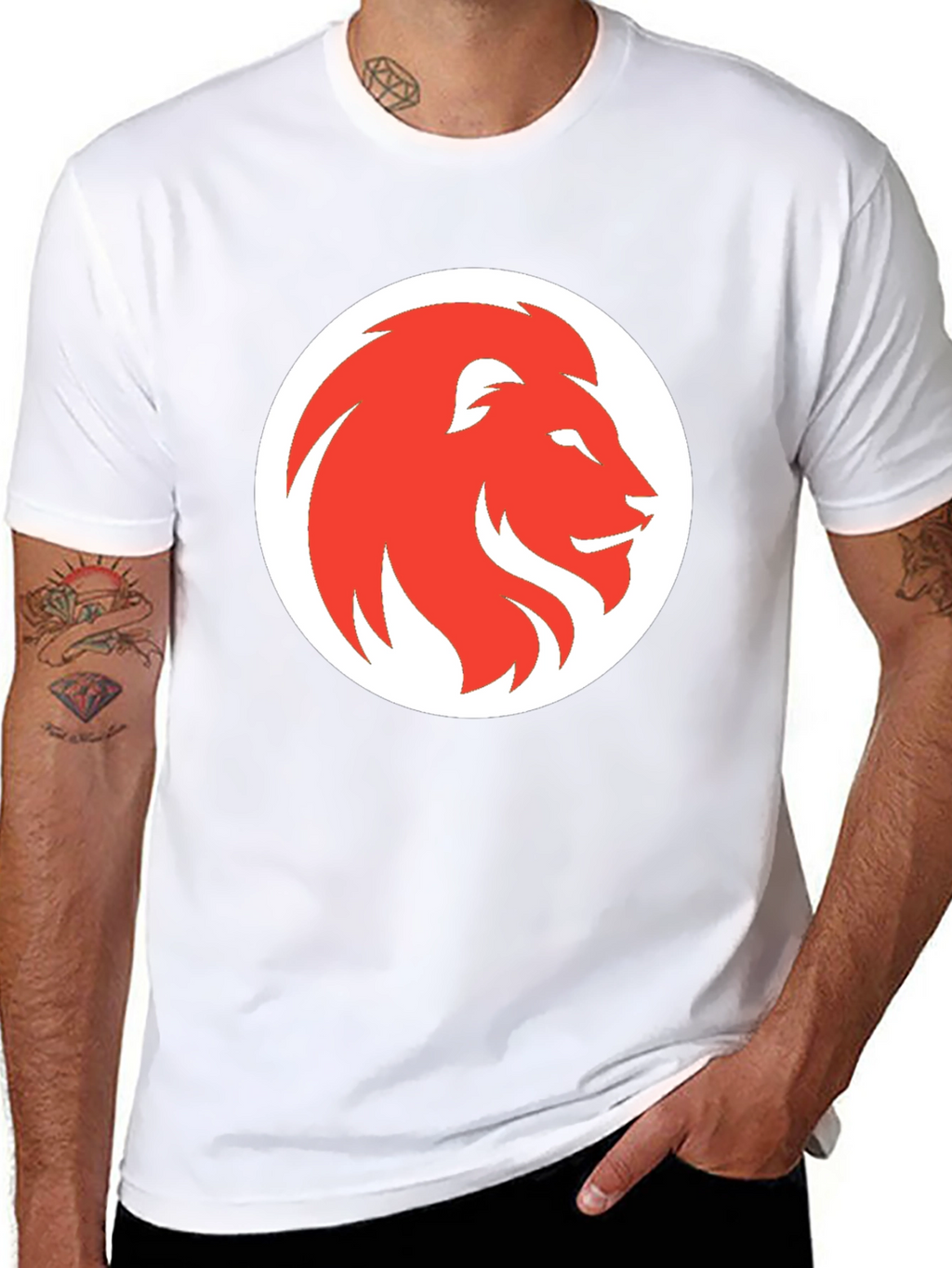 Lion Graphic Print Mens Black T-Shirt