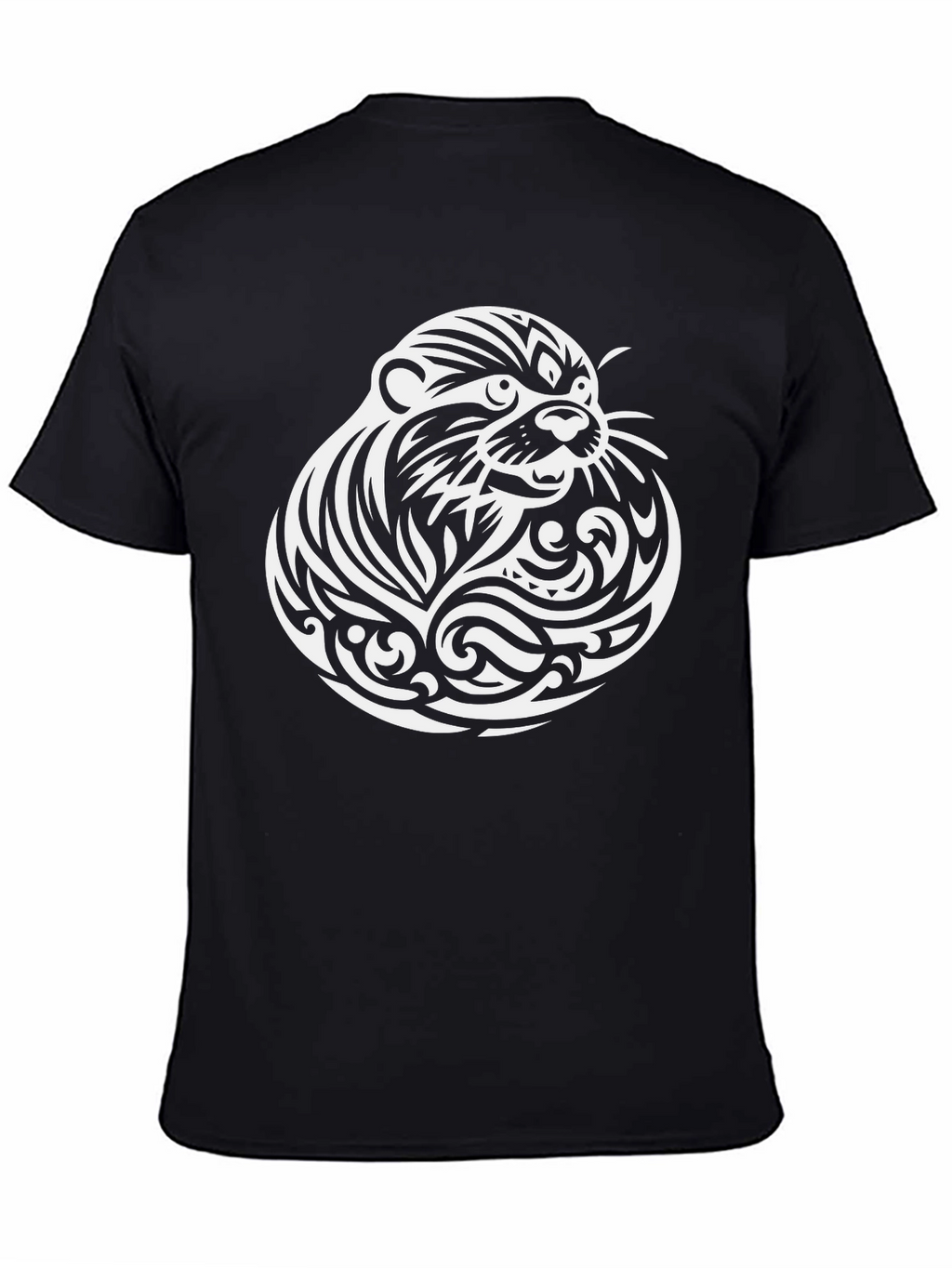 Otter Tribal Tattoo T-Shirt - Black