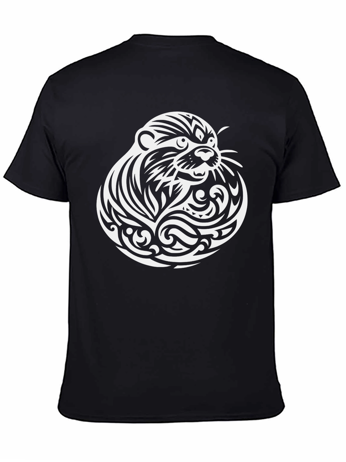 Otter Tribal Tattoo T-Shirt - Black