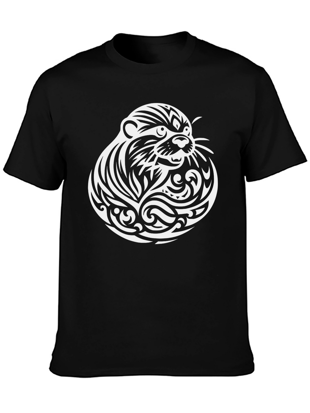Otter Tribal Tattoo T-Shirt - Black