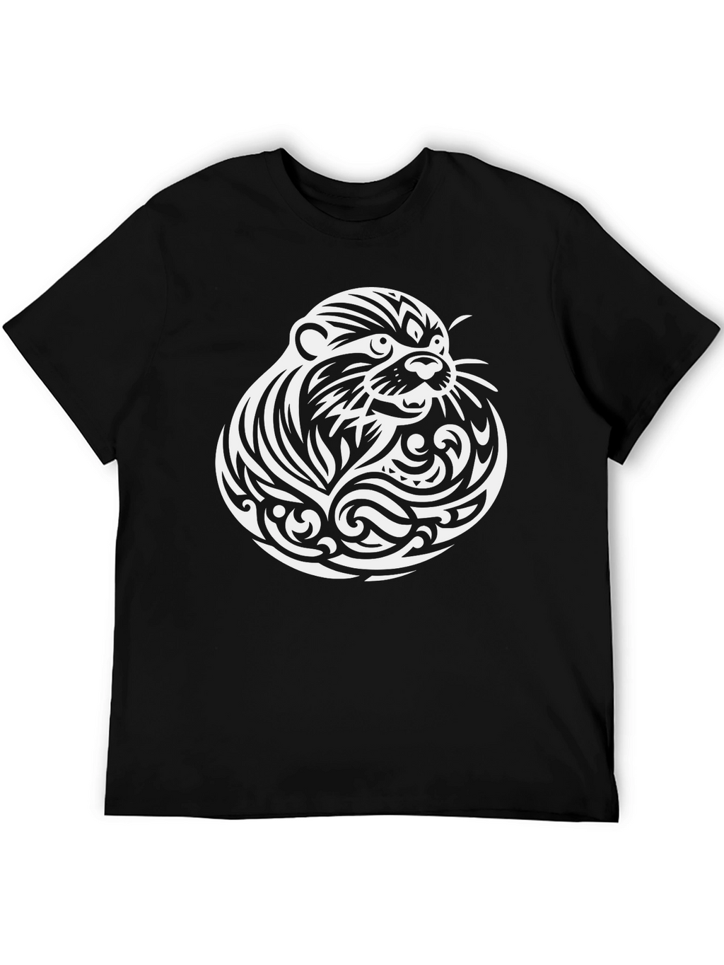 Otter Tribal Tattoo T-Shirt - Black