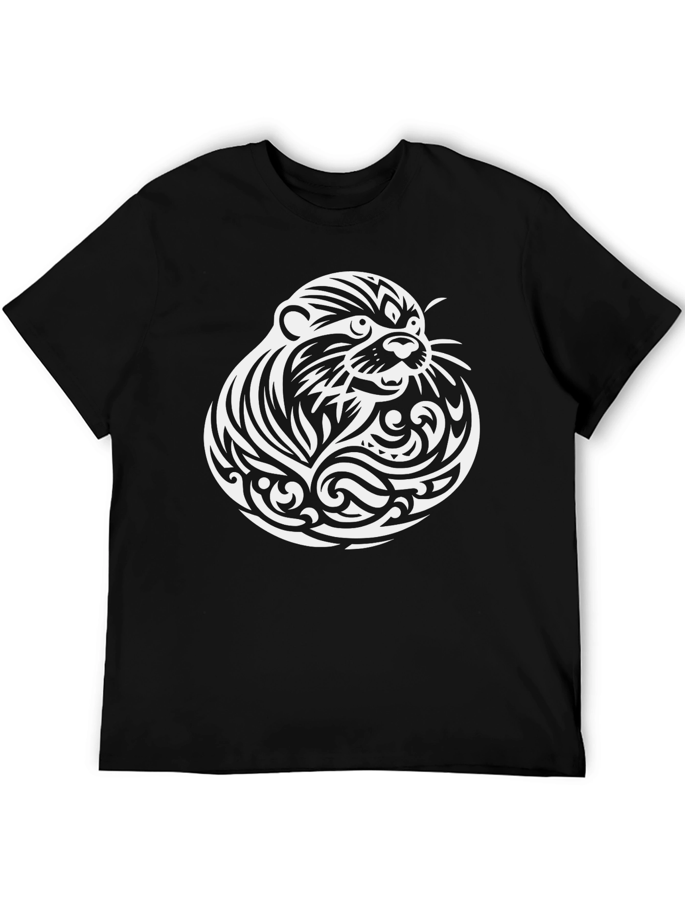 Otter Tribal Tattoo T-Shirt - Black