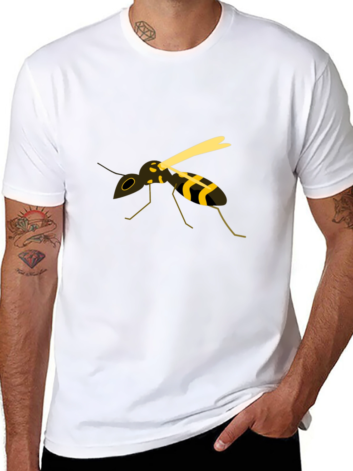 Wasp Graphic Tee - Black Cotton Casual Top