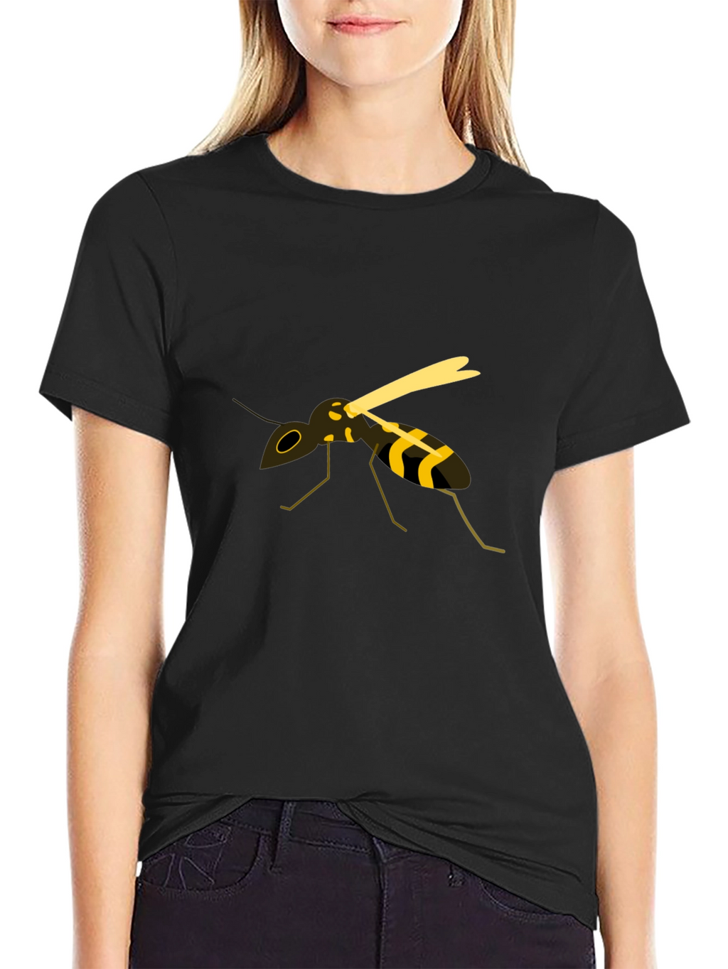 Wasp Graphic Tee - Black Cotton Casual Top