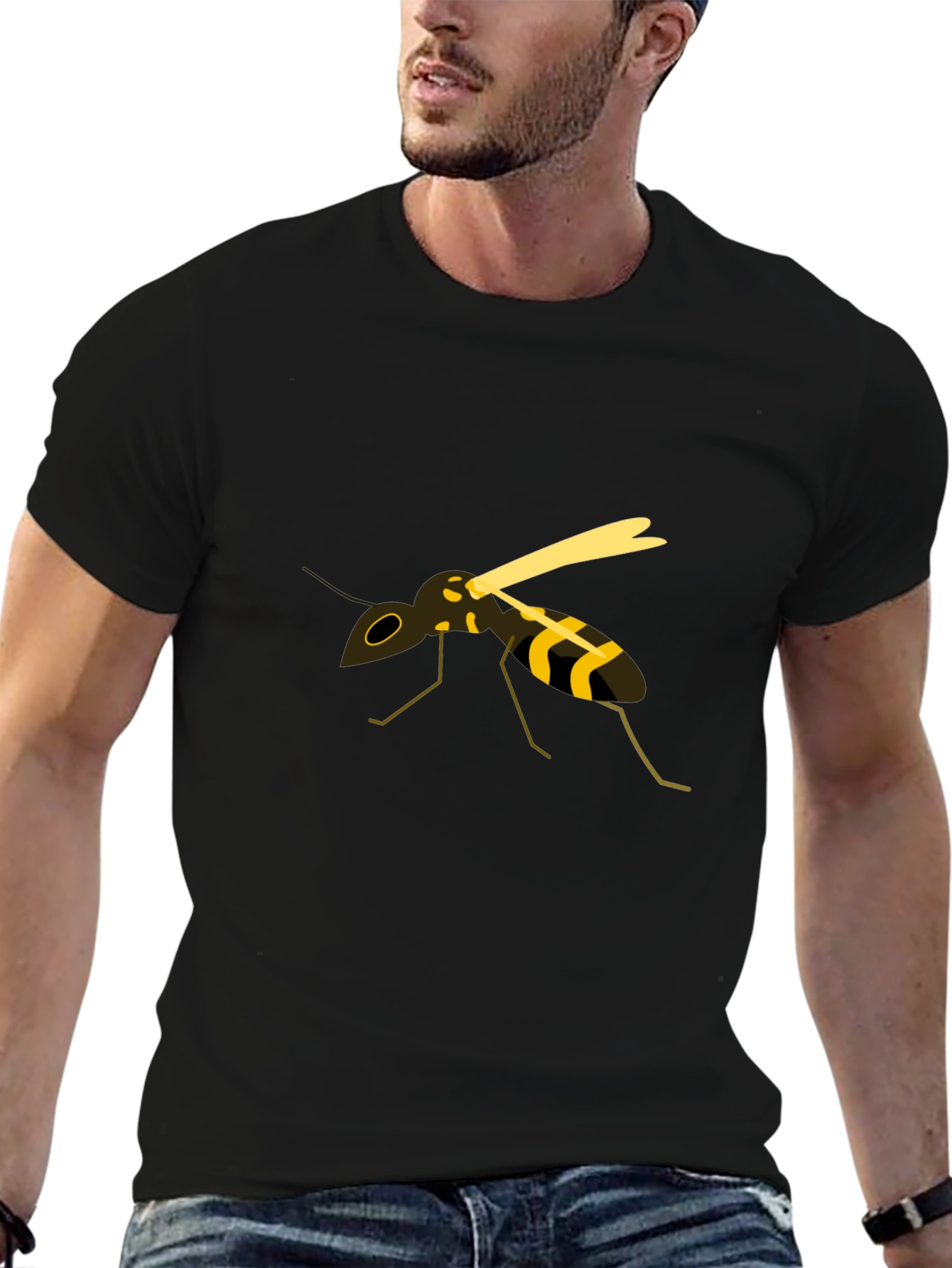 Wasp Graphic Tee - Black Cotton Casual Top