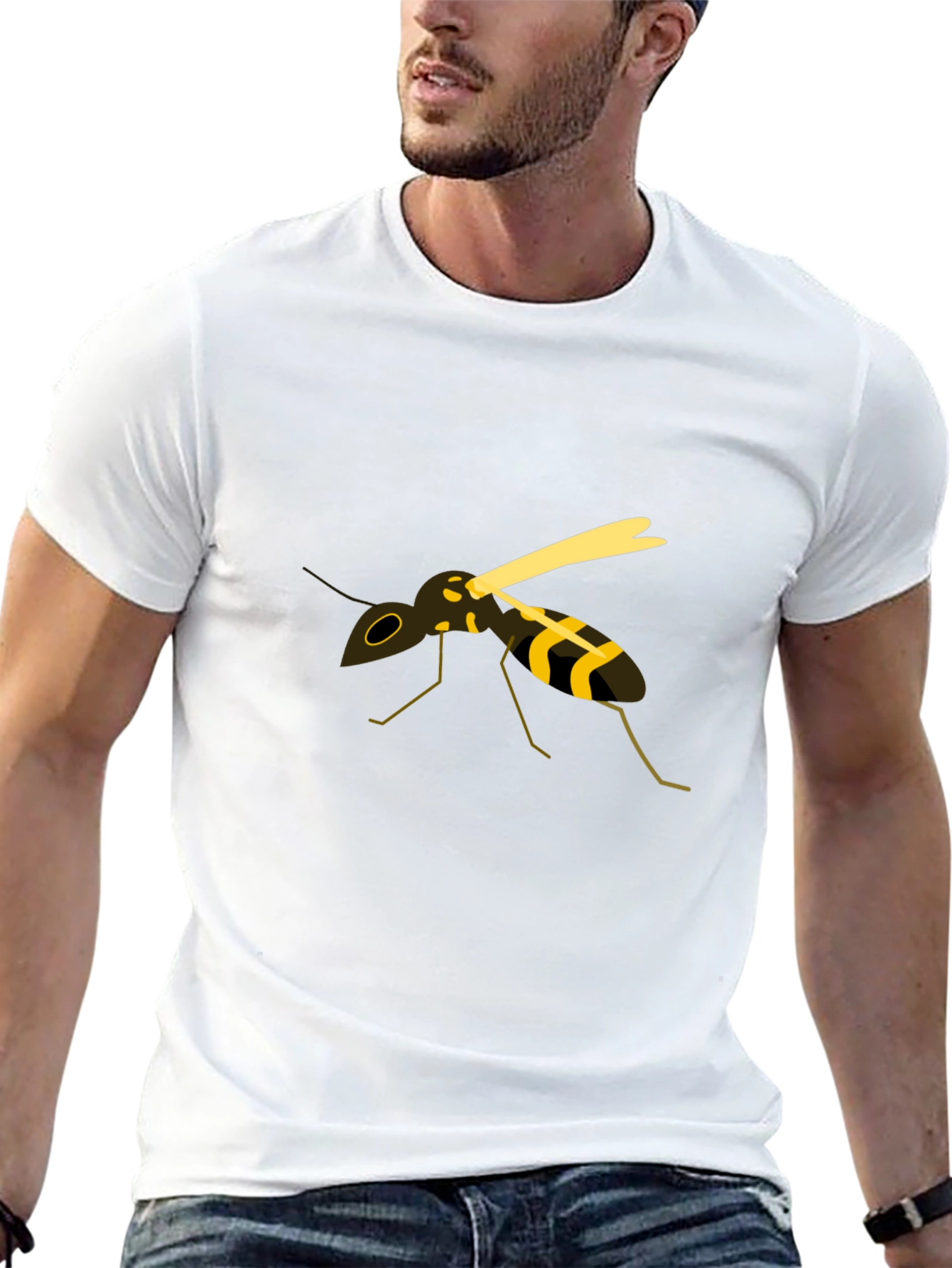 Wasp Graphic Tee - Black Cotton Casual Top