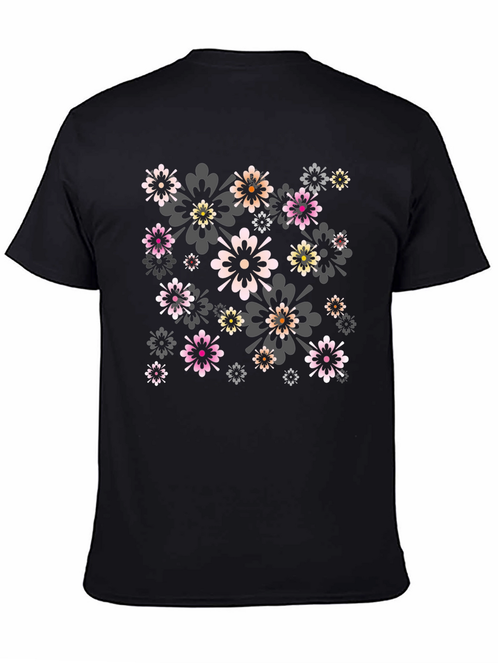 Floral Print Black Tee - Stylish Comfort