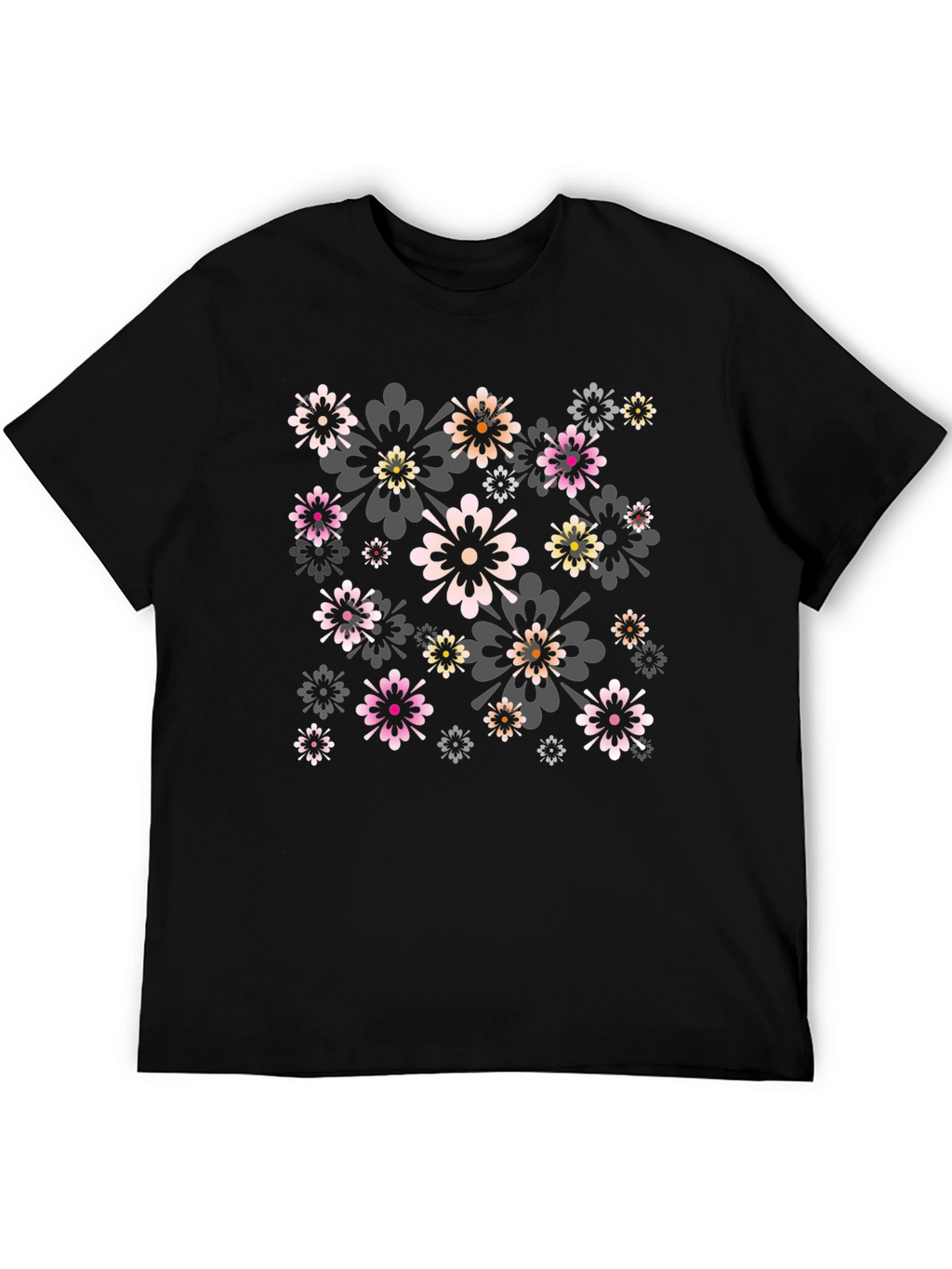 Floral Print Black Tee - Stylish Comfort