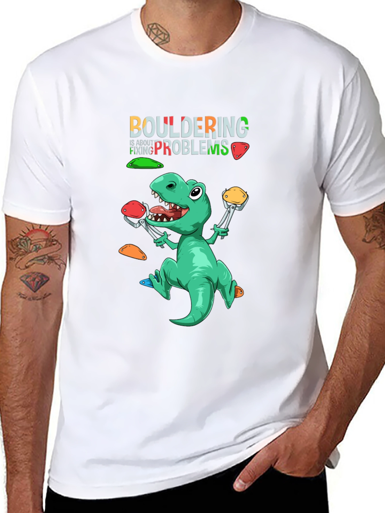 Bouldering Dinosaur Graphic Tee - Climb On!