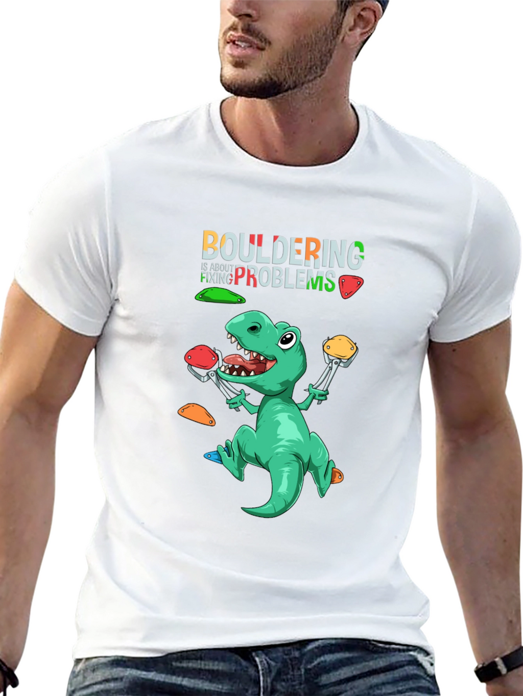 Bouldering Dinosaur Graphic Tee - Climb On!