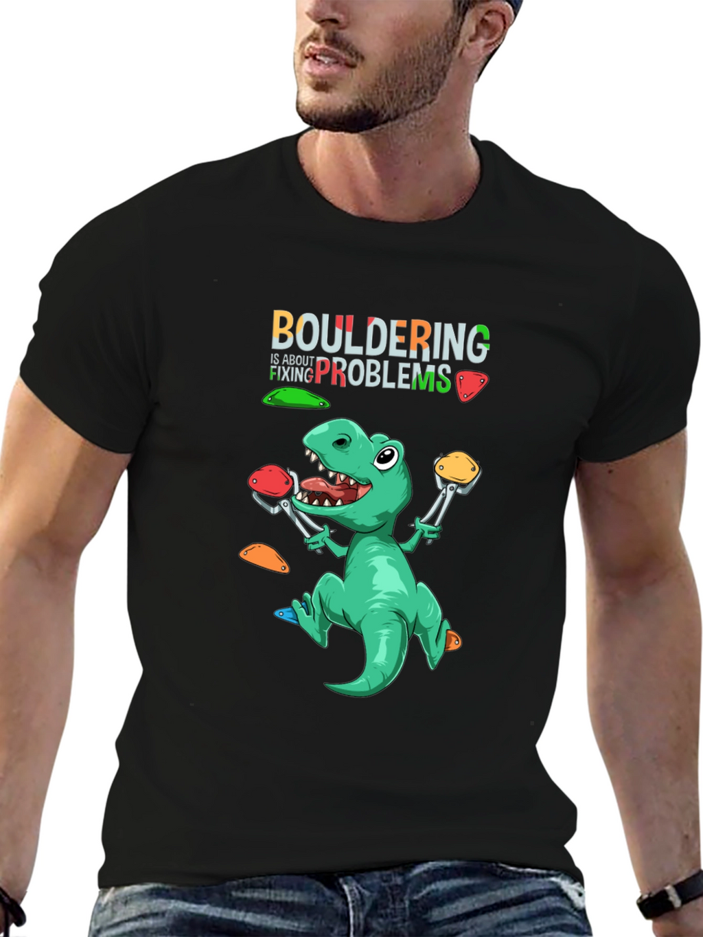 Bouldering Dinosaur Graphic Tee - Climb On!