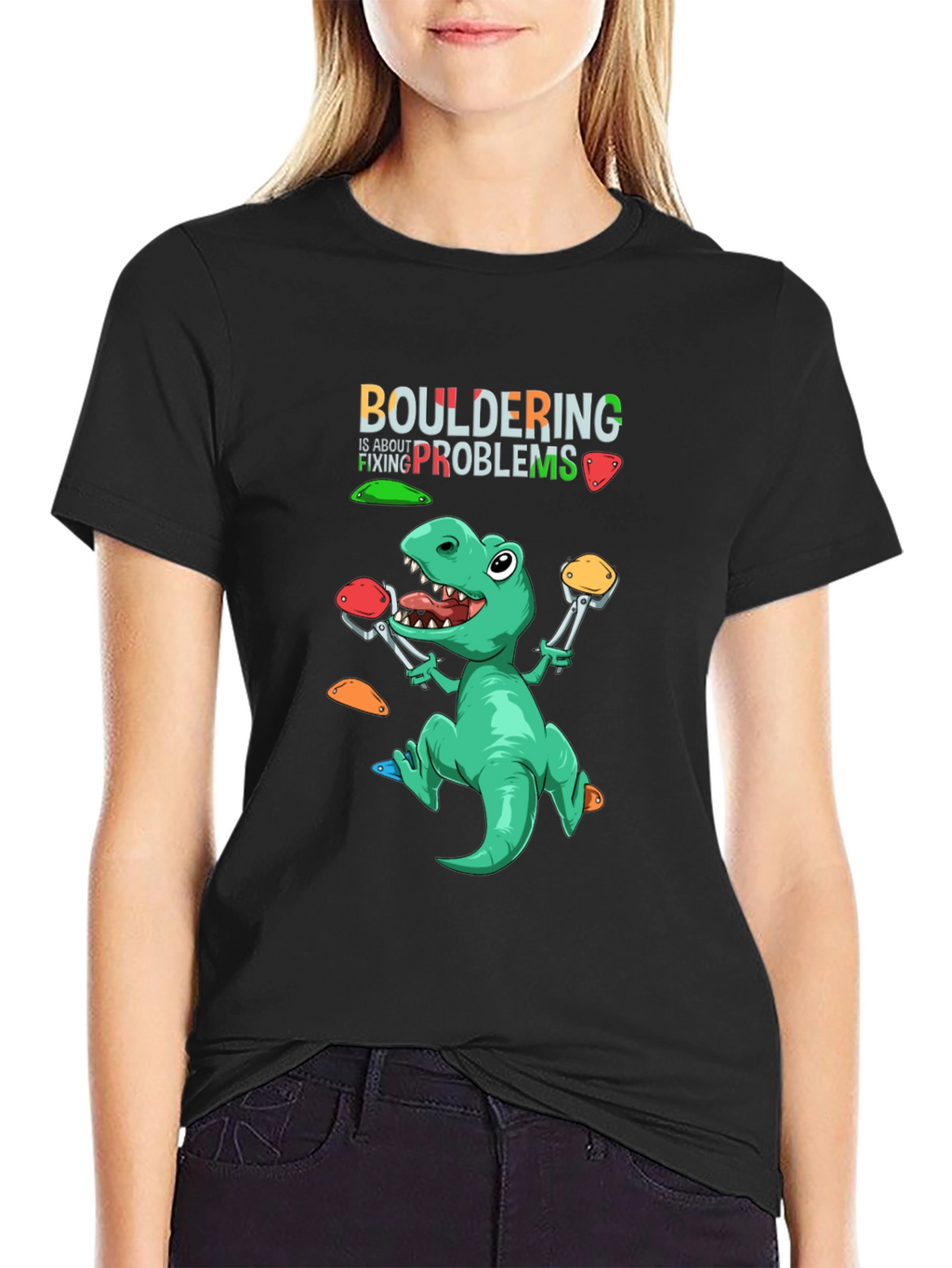 Bouldering Dinosaur Graphic Tee - Climb On!