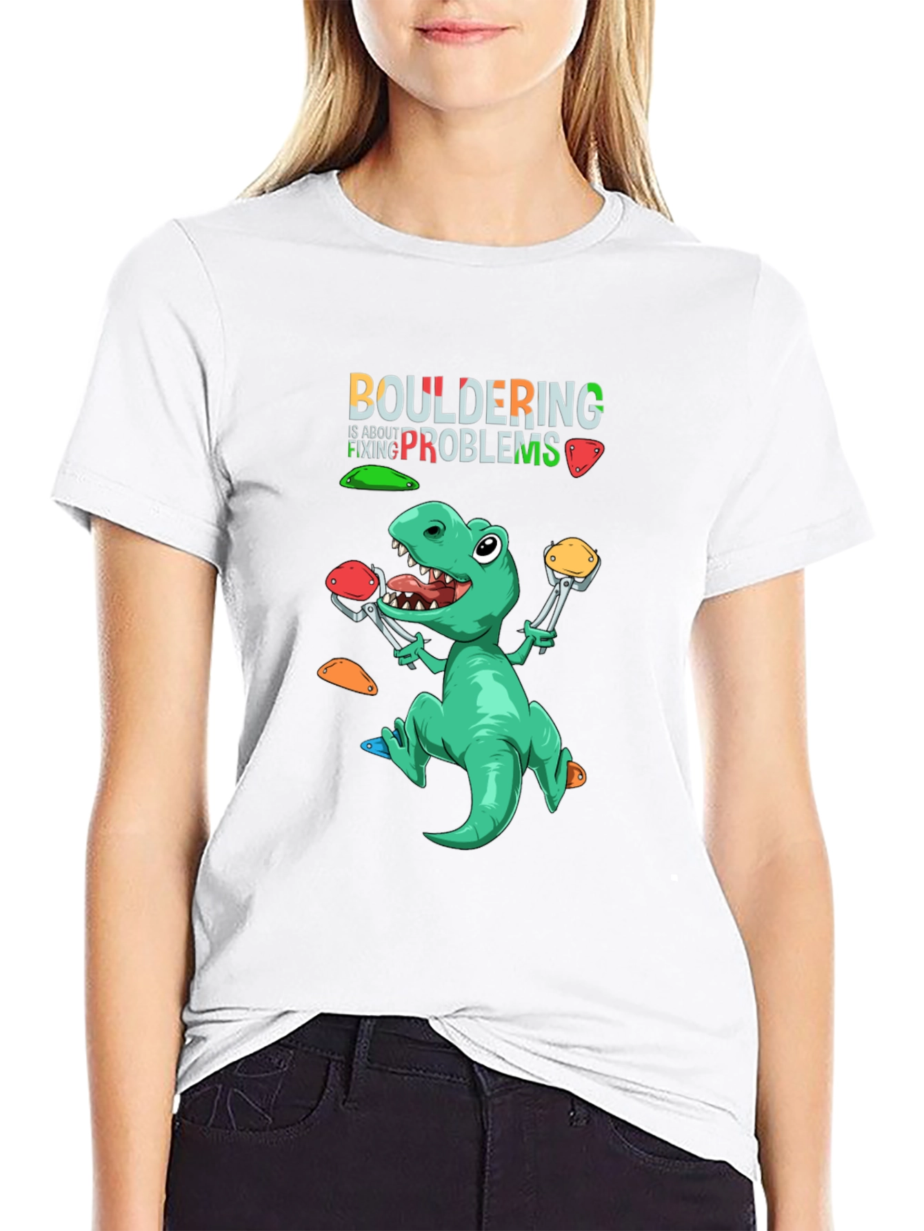 Bouldering Dinosaur Graphic Tee - Climb On!