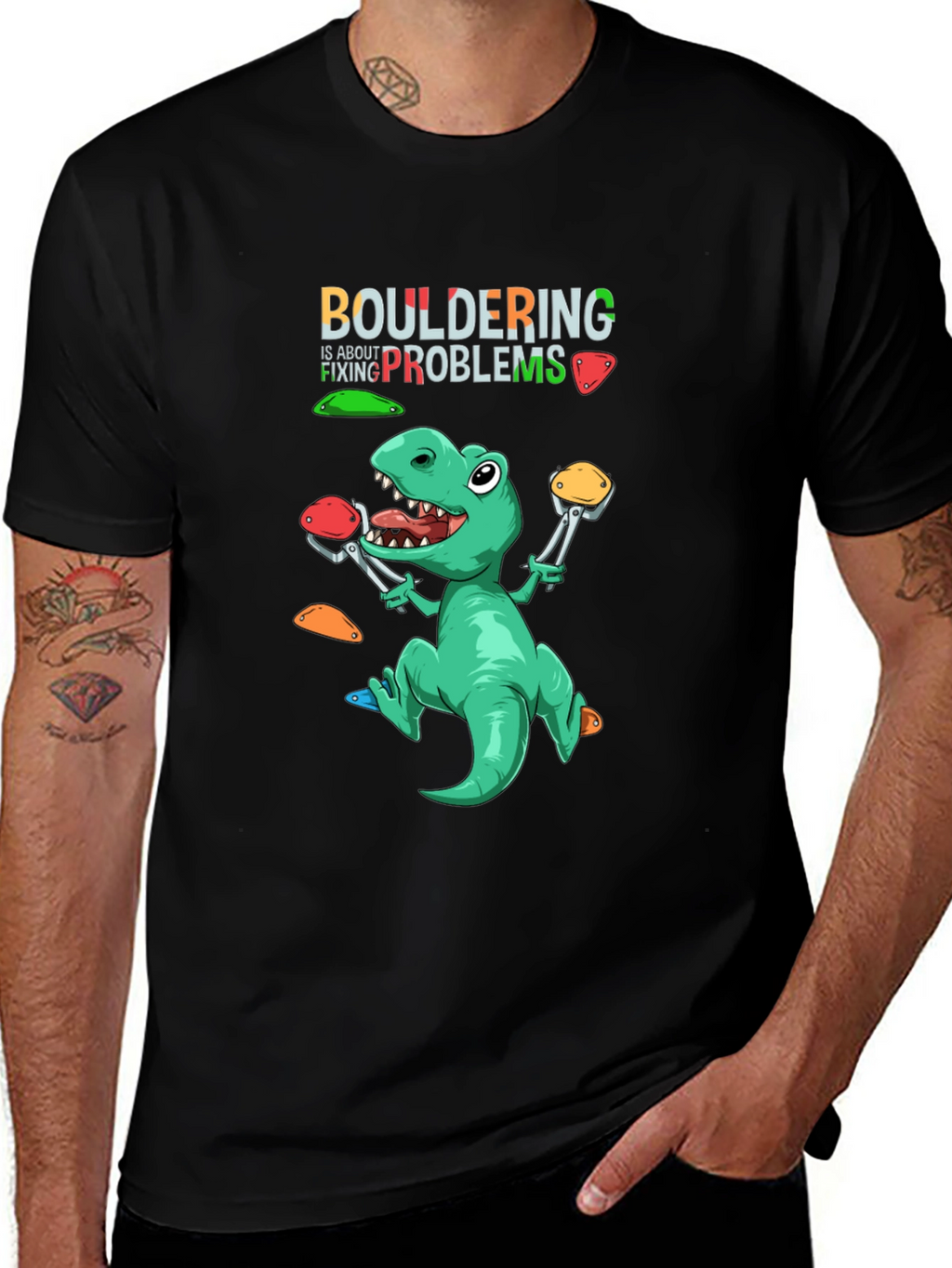 Bouldering Dinosaur Graphic Tee - Climb On!