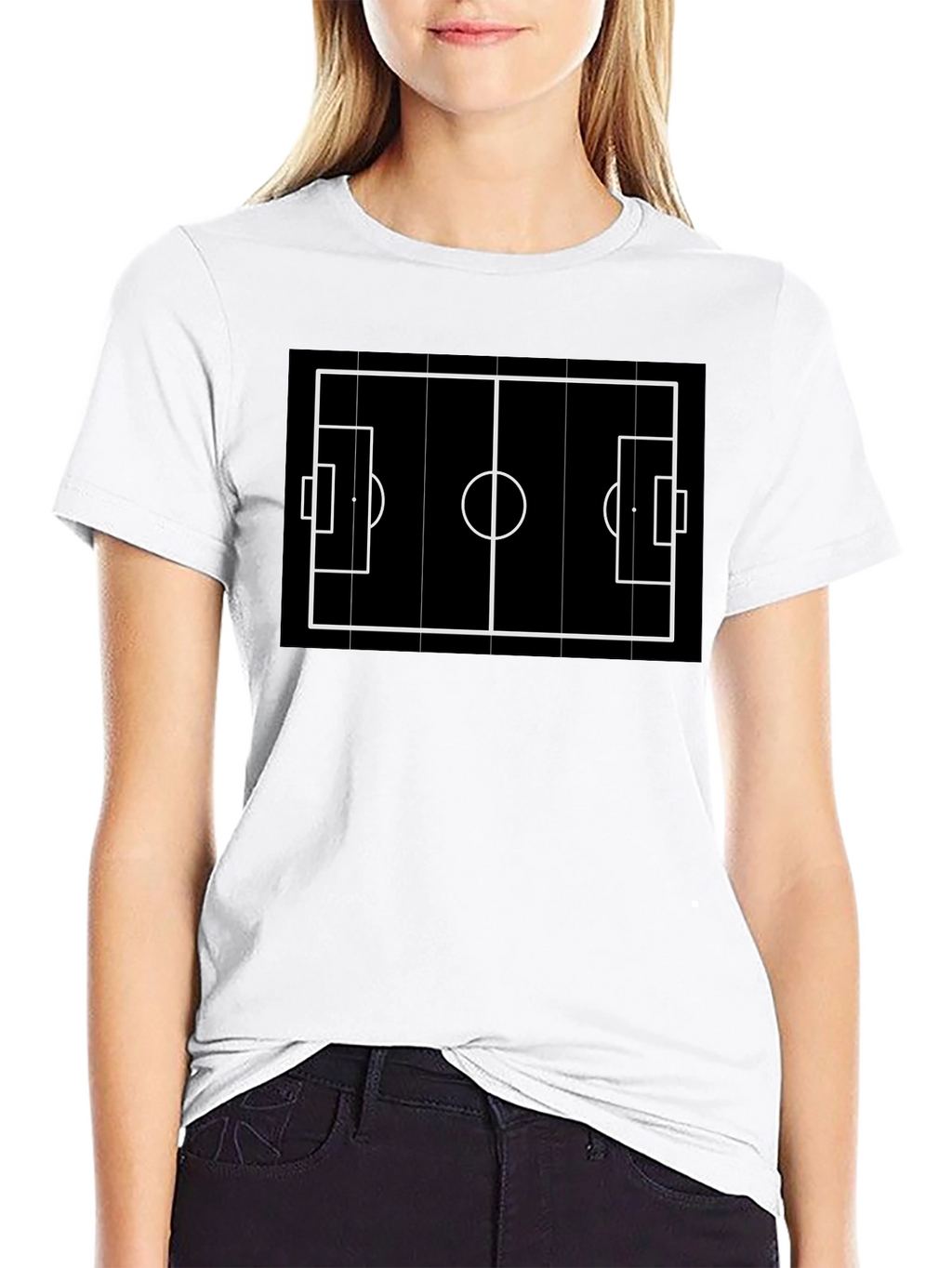 Soccer Field Graphic Tee - Black Cotton Blend