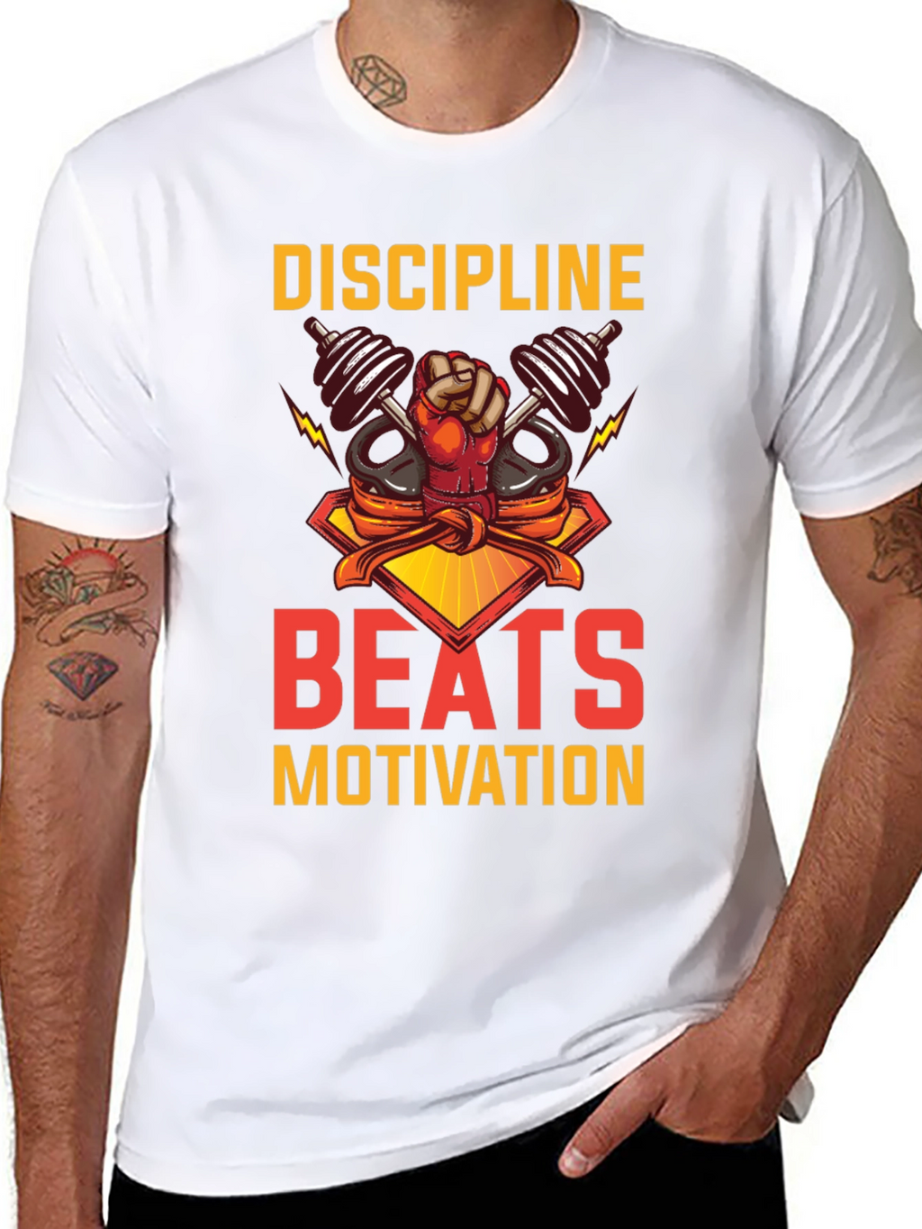 Discipline Beats Motivation Black T-Shirt