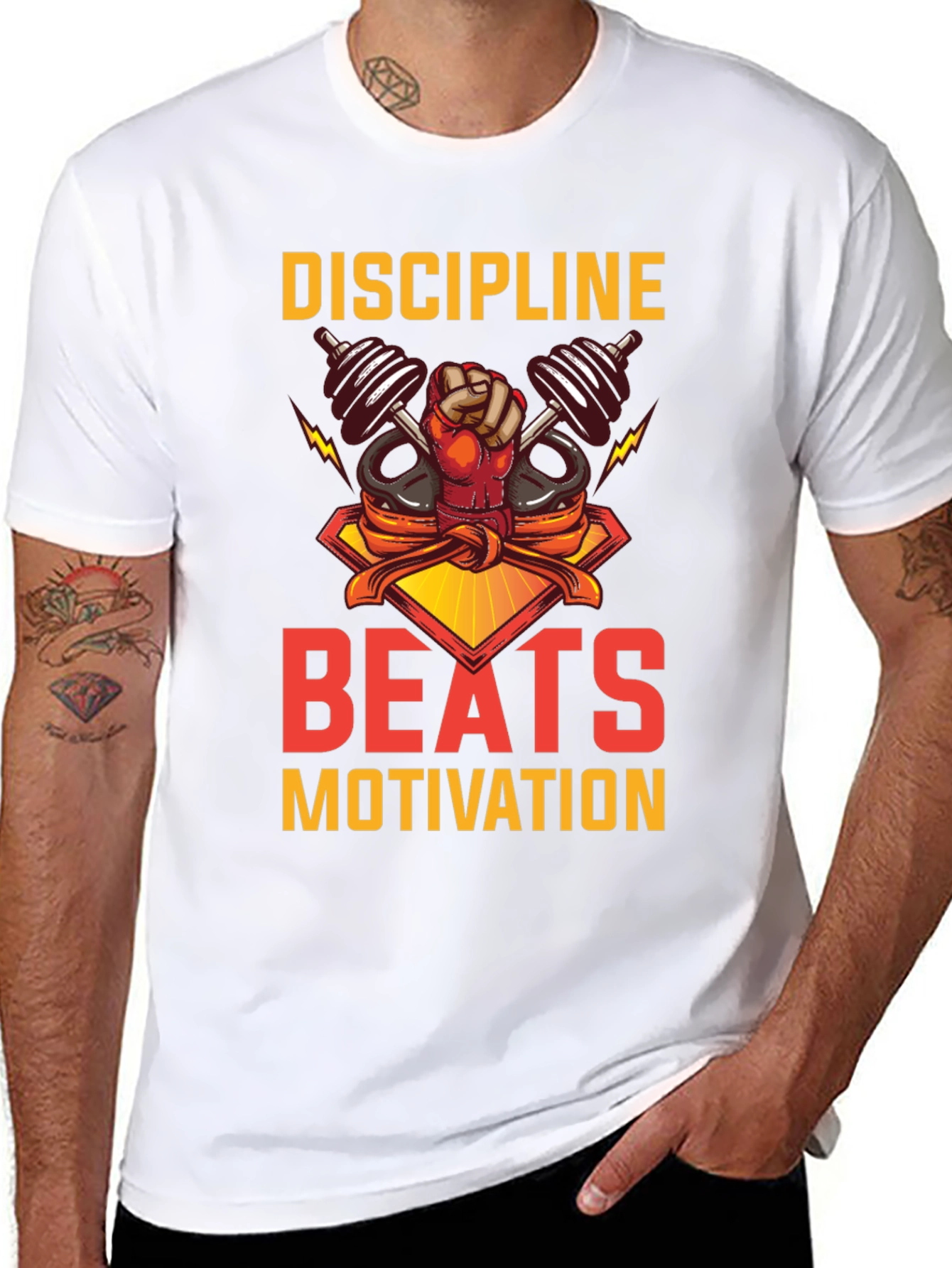 Discipline Beats Motivation Black T-Shirt