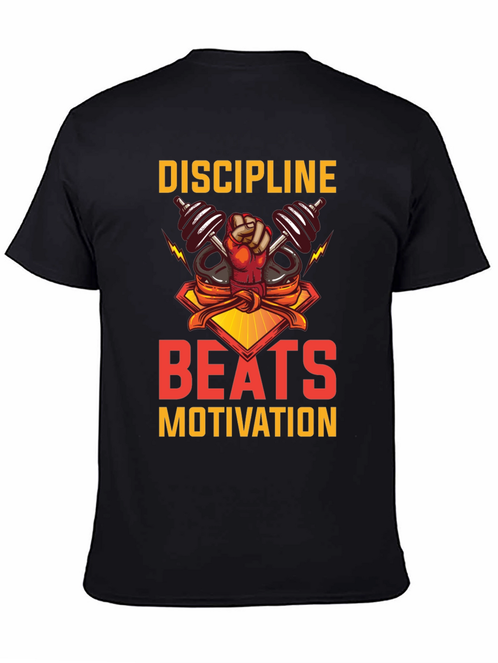 Discipline Beats Motivation Black T-Shirt