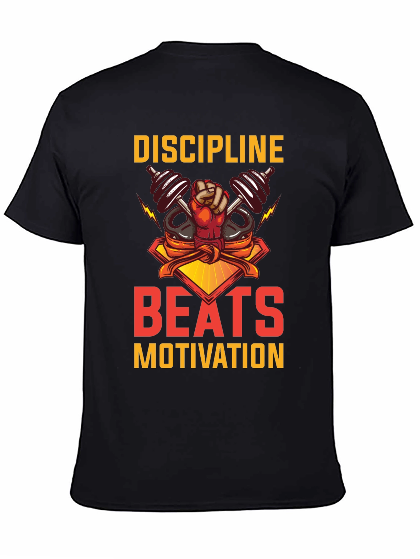 Discipline Beats Motivation Black T-Shirt