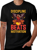 Discipline Beats Motivation Black T-Shirt