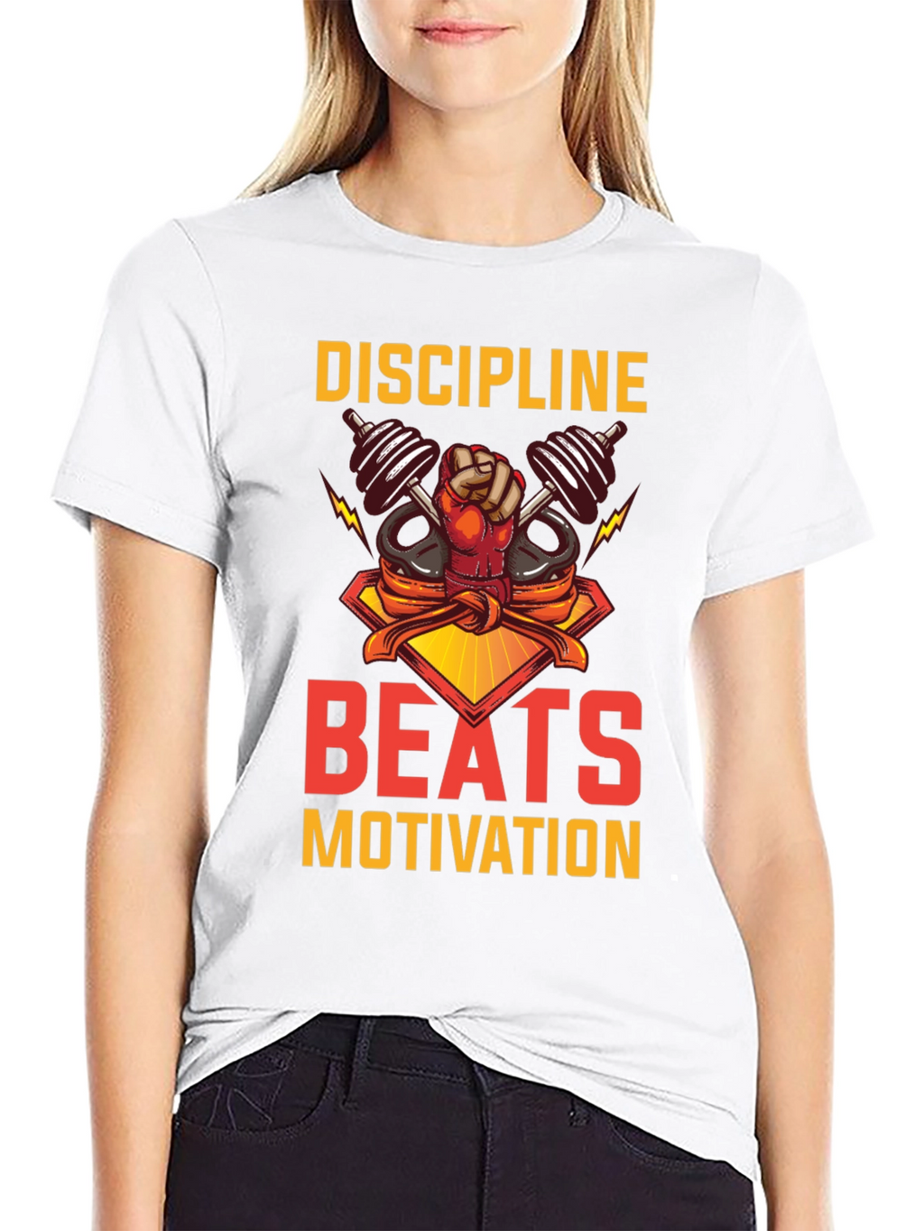 Discipline Beats Motivation Black T-Shirt