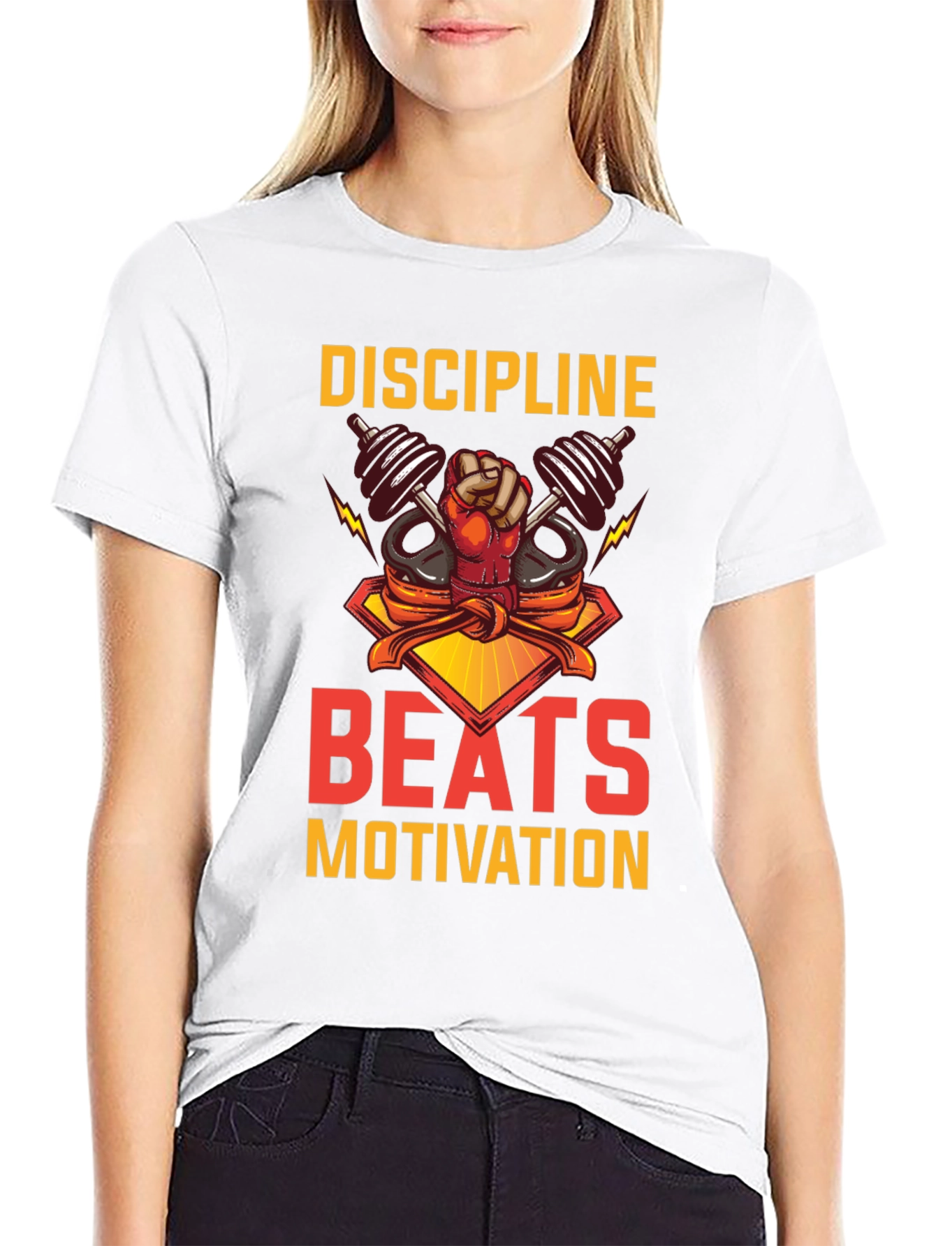 Discipline Beats Motivation Black T-Shirt