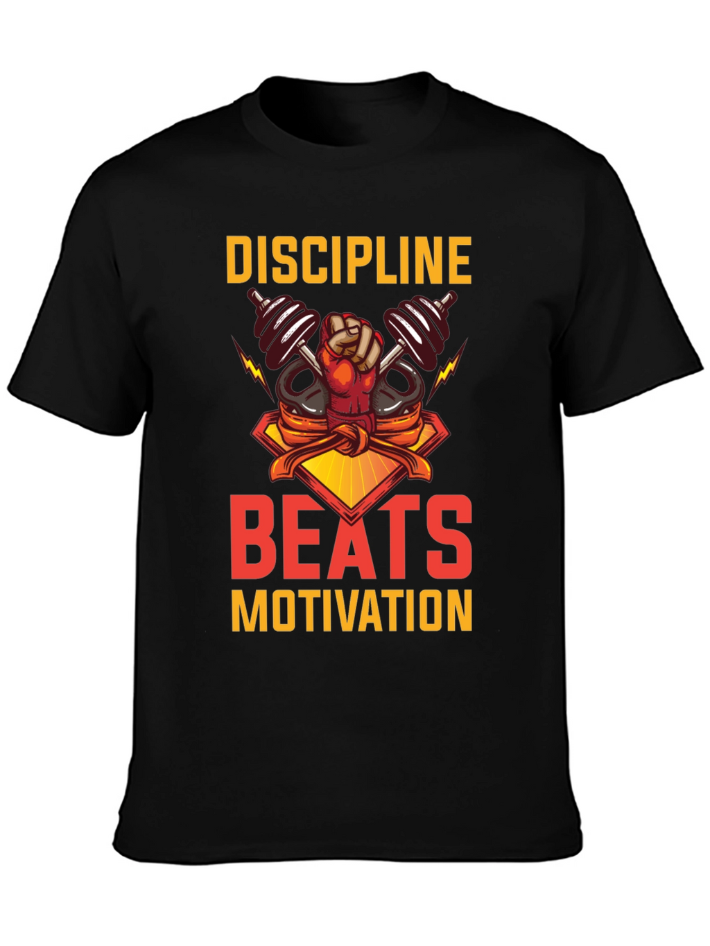 Discipline Beats Motivation Black T-Shirt