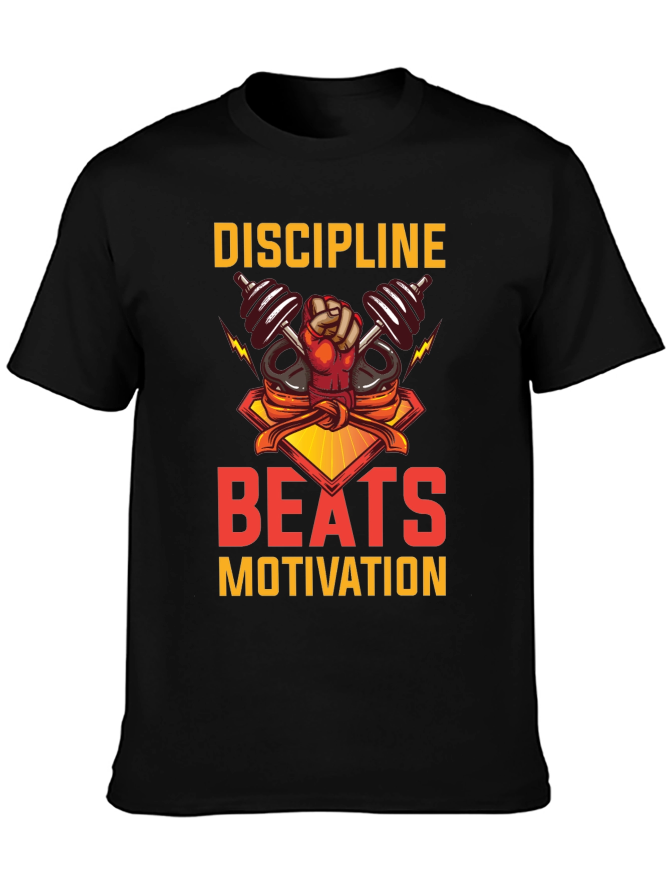 Discipline Beats Motivation Black T-Shirt