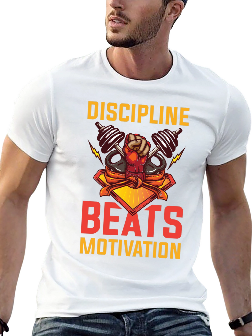 Discipline Beats Motivation Black T-Shirt