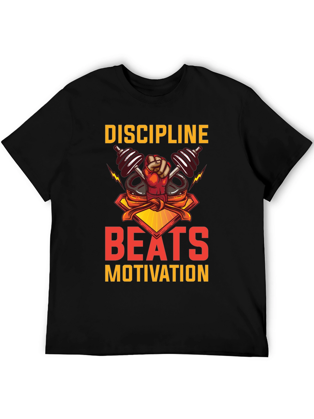 Discipline Beats Motivation Black T-Shirt